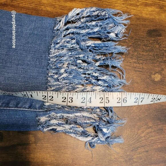 Mavi Jeans 27 Kerry Ankle Mid Rise Straight Fringe Hem Stretch Denim Boho Rodeo - Picture 9 of 12